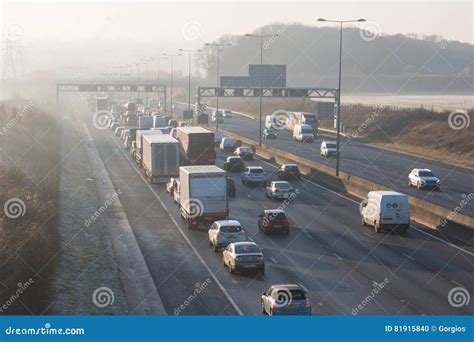 Traffic Jam On The British Motorway M1 Editorial Image Image Of Early