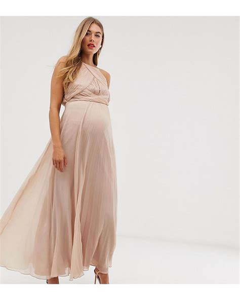 Asos Asos Design Maternity Bridesmaid Pinny Maxi Dress With Ruched