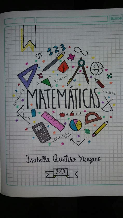 Cuaderno Matemáticas Math Notebook Cadernos Personalizados Escola