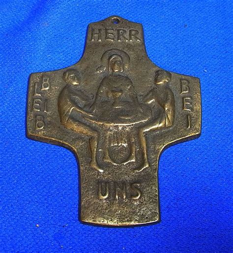 Vintage German Christianity Brass Or Bronze Cross Eweinert Time