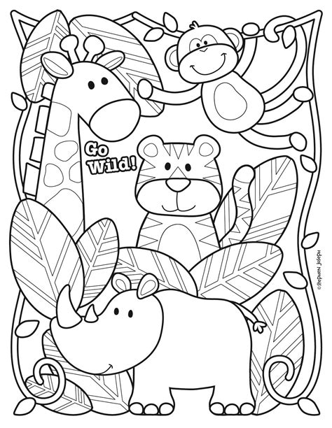 Coloring book with two pandas. Happy Birthday Zoo Animals Coloring Pages | Monaicyn ...
