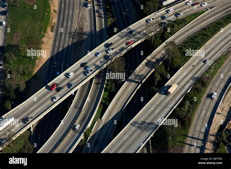 Aerial Freeways Los Angeles Ca Stock Photo Alamy