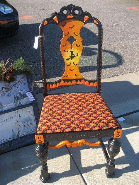Hand Painted Chair Halloween Furniture Whimsical Furniture Painted