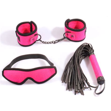 Adult Restraint Kit For Beginner Hand Cuffs Blindfold Leather Whip Flogger Velvet Restrain