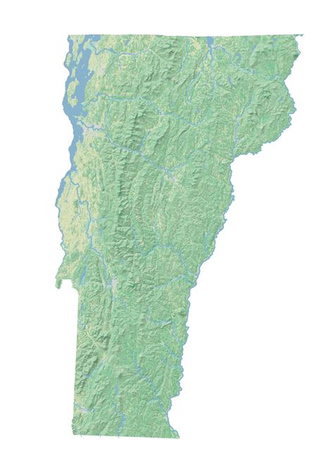 High Resolution Topographic Map Of Vermont With Land Cover Rive