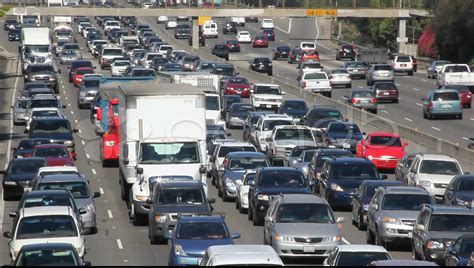 Traffic Jam On Los Angeles Freeway During Rush Hour California Stock