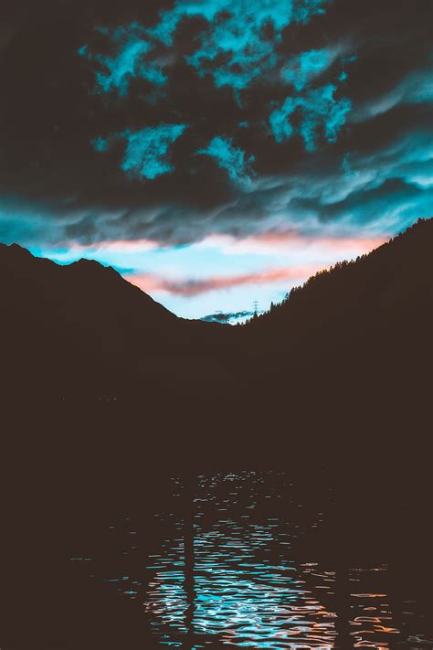 Mountain Lake Dusk Dark Landscape Hd Wallpaper Peakpx