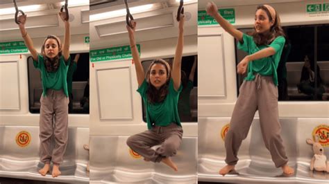 Viral Video Instagram Influencer Draws Flak For Dancing Swinging Inside Delhi Metro Coach Watch