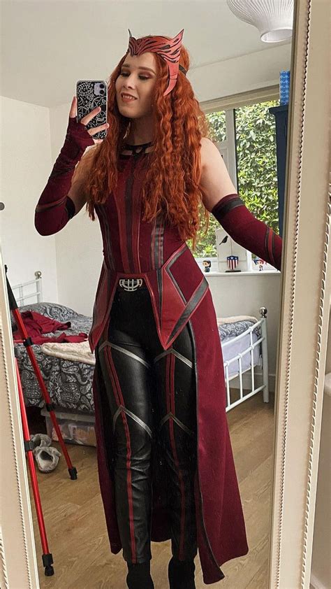 new show wandavision scarlet witch wanda finale cosplay costume c00296 knit version in 2021
