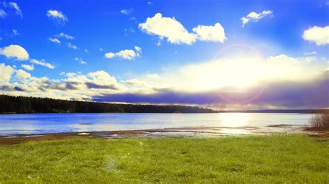 Wallpaper Lake River Landscape Sky Sun Clouds Nature 1920x1080