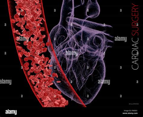 Human Heart And Vein With Blood Cells Polygonal Graphics 3d