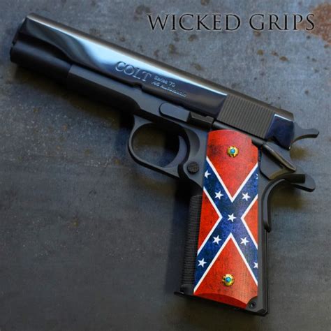 Custom 3d 1911 Pistol Grips Dixie Flag Wicked Grips Custom Handgun