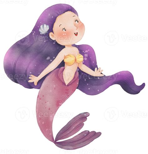 Watercolor Cute Mermaid Clipart Png 16625911 Png