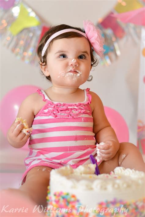 One Year Old Girl Birthday Photo Shoot Cake Smash Session Child