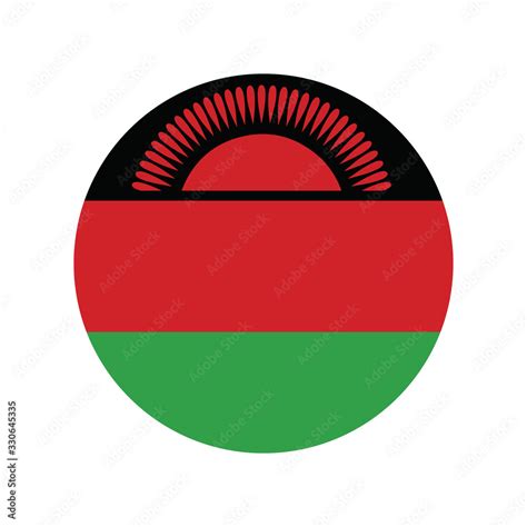 Malawi Flag In Glossy Round Button Of Icon Flag Logo Of Malawi Emblem