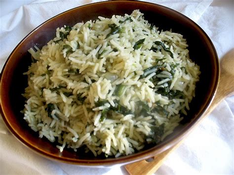 Lisa S Vegetarian Kitchen Spinach Rice Palak Pulao