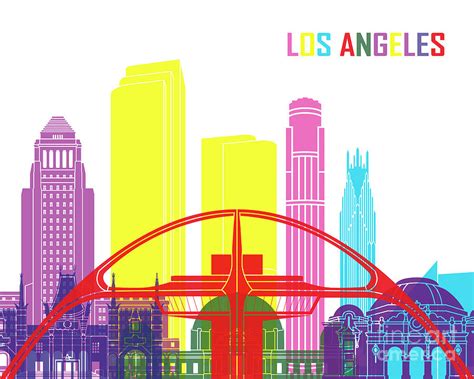 Los Angeles Skyline Pop Painting By Pablo Romero Pixels