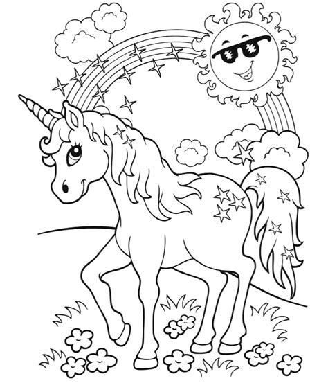 Little unicorn with a rainbow - Coloring pages for you