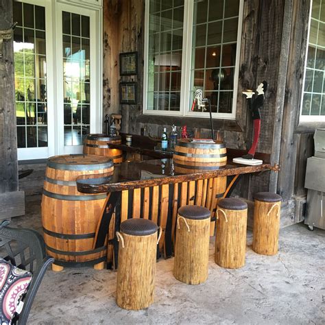 Whiskey Barrel Bar Project Outdoor Wood Bar