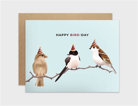 Funny Birthday Card Bird Pun Birthday Card Happy Bird Day Etsy