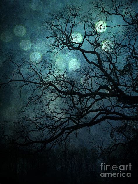 Surreal Gothic Haunting Dark Blue Teal Trees Nature Forest