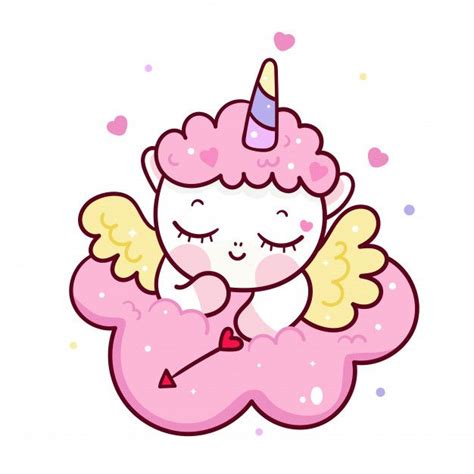 Premium Vector Cute Unicornio Cupid Cartoon On Cloud Unicorn