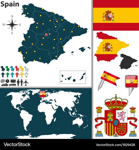 Spain Map World Royalty Free Vector Image Vectorstock
