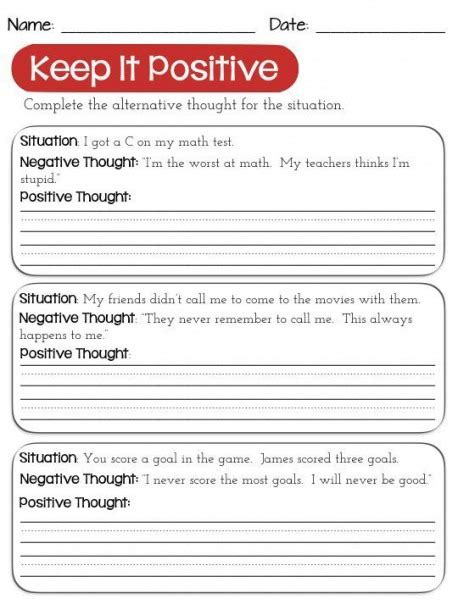 Being Positive Worksheets