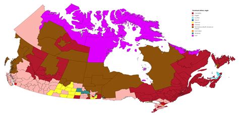 2016 Canadian Census Dominant Ethnic Origin By Census Division More