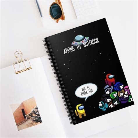 Among Us Black Cover Spiral Notebook Ruled Line Etsy