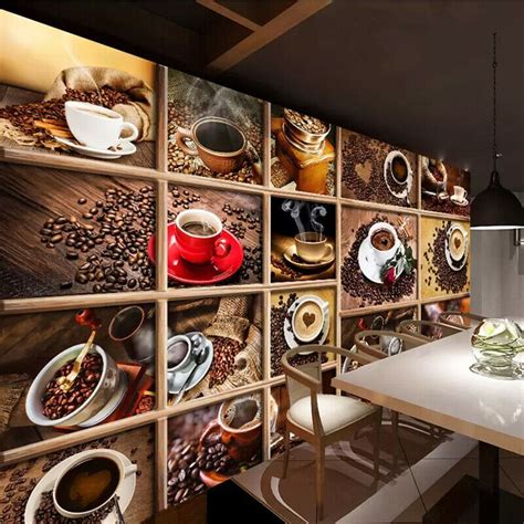 3d Grains De Café Boisson Mural Papier Peint Cuisine Restaurant Cafe