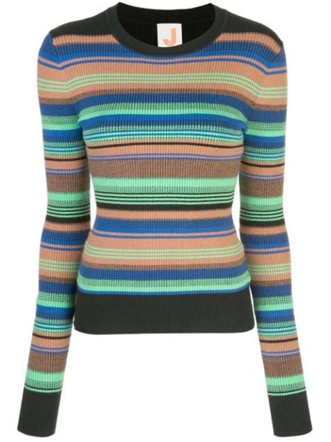 Joostricot Striped Ribbed Knit Jumper In Orange Modesens Knit
