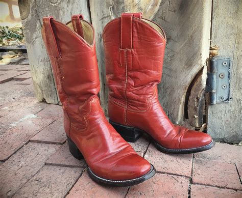 Red Cowboy Boots Womens Size 6 Cowgirl Boots Red Leather Boots