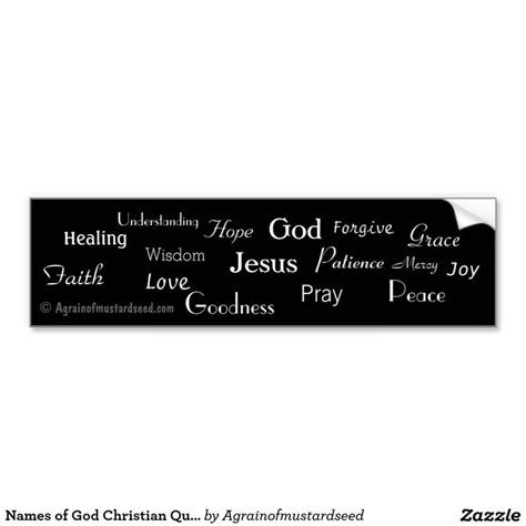 Names Of God Christian Quotes Bumper Sticker Zazzle Com