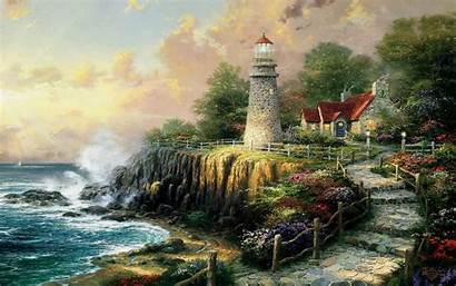 Kinkade Thomas Painting Lighthouse Desktop Disney Wallpapers