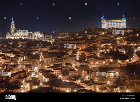 Toledo Cityscape At Night Toledo Spain Stock Photo Alamy