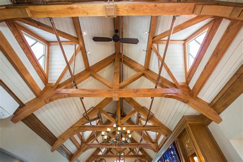 Exposed timber frame ceiling | Timber frame building, Timber frame, Timber