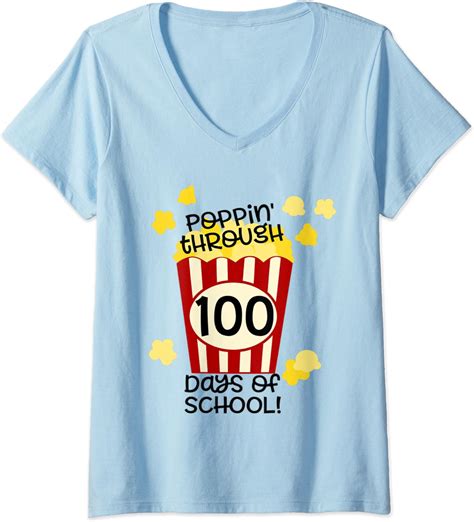 Womens 100th 100 Day School Poppin Popping Popcorn Fun Cute