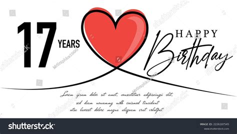 Happy 17th Birthday Card Vector Template Stock Vector Royalty Free
