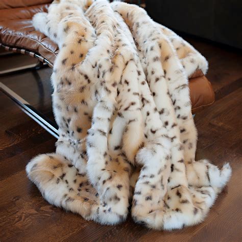Limited Edition Faux Fur Throw Snow Leopard Fabulous Furs Touch