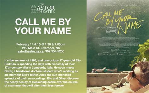 Netflix supports the digital advertising alliance principles. Astor Theatre | Call Me By Your Name - 1:30 & 7:00pm