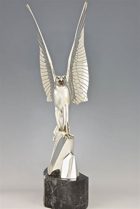 Art Deco Silvered Bronze Eagle Sculpture By Henri Rischmann 1930 At