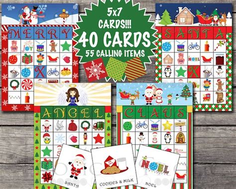 Christmas Bingo 40 Printable Cards Instant Download