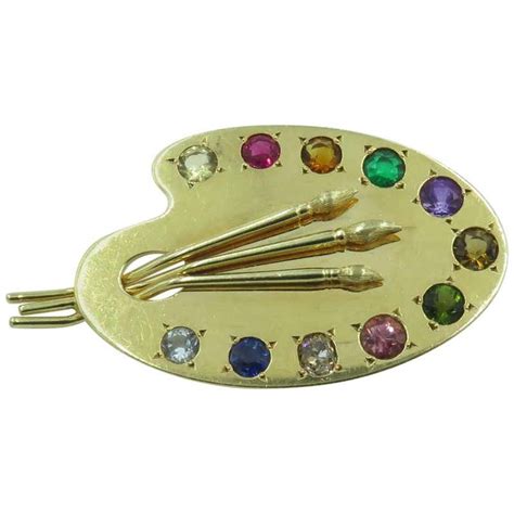 Gold Diamond And Gem Set Painters Palette Brooch For Sale At 1stdibs