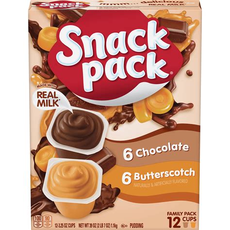 Snack Pack Chocolate And Butterscotch Pudding Cups With Real Milk 325