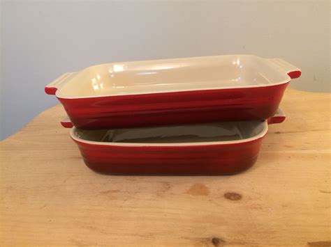 Two Piece Le Creuset Stoneware Heritage Baking Dishes Square Etsy
