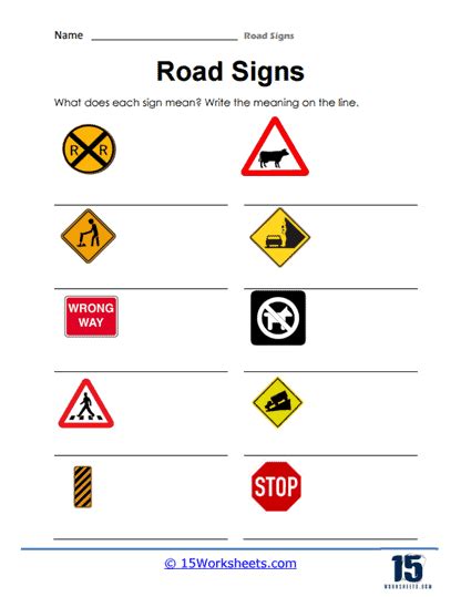 Road Signs Worksheets 15