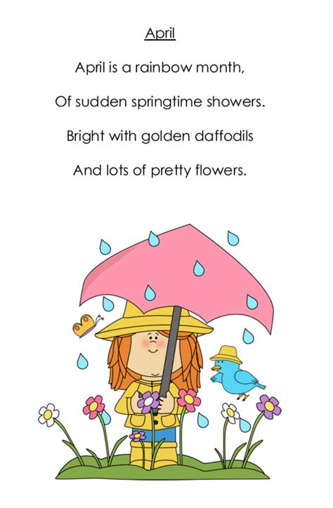 April Poem For First Grade Sweet And Simple