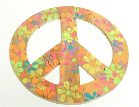 Hand Painted Peace Sign Wood Puzzle By Berkshirebowls On Etsy Peace