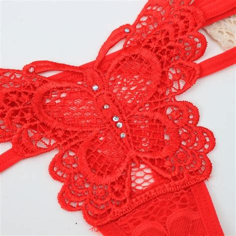 Buy Sexy Women Lace Hollow Out Butterfly Shaped G String Underwear Lingerie Panties 8color T